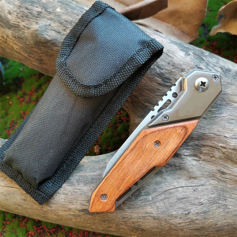 Anti-slip Wooden Handle Folding Knife Multi-functional