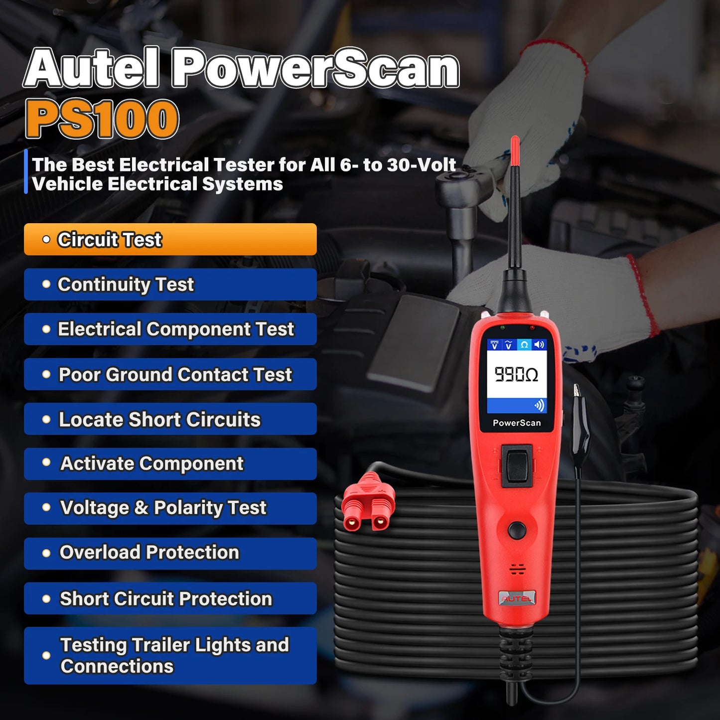 Autel PowerScan PS100 AVOmeter OBD2 Scanner