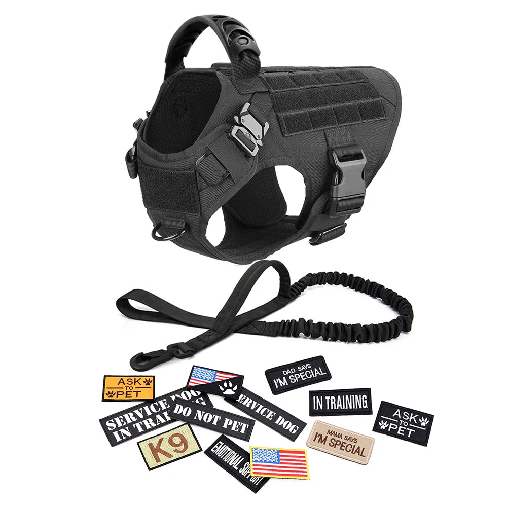 Military Large Dog Harness Collar Leash Bags