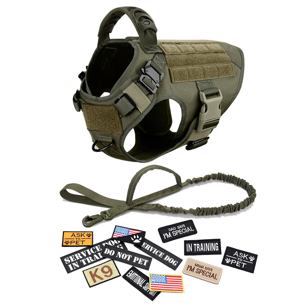Military Large Dog Harness Collar Leash Bags