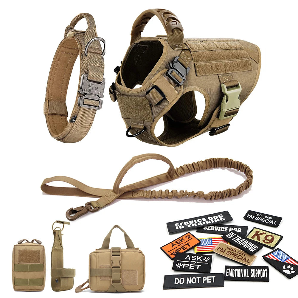 Military Large Dog Harness Collar Leash Bags