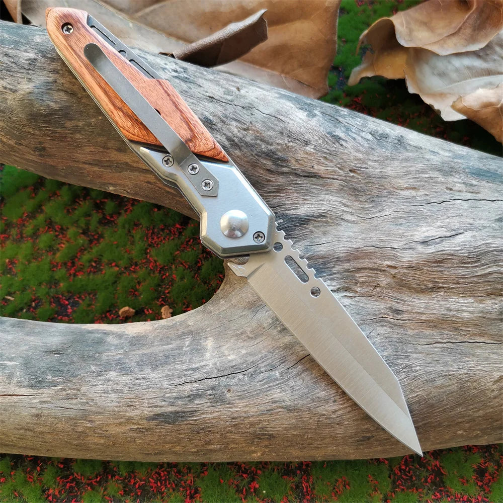 Anti-slip Wooden Handle Folding Knife Multi-functional