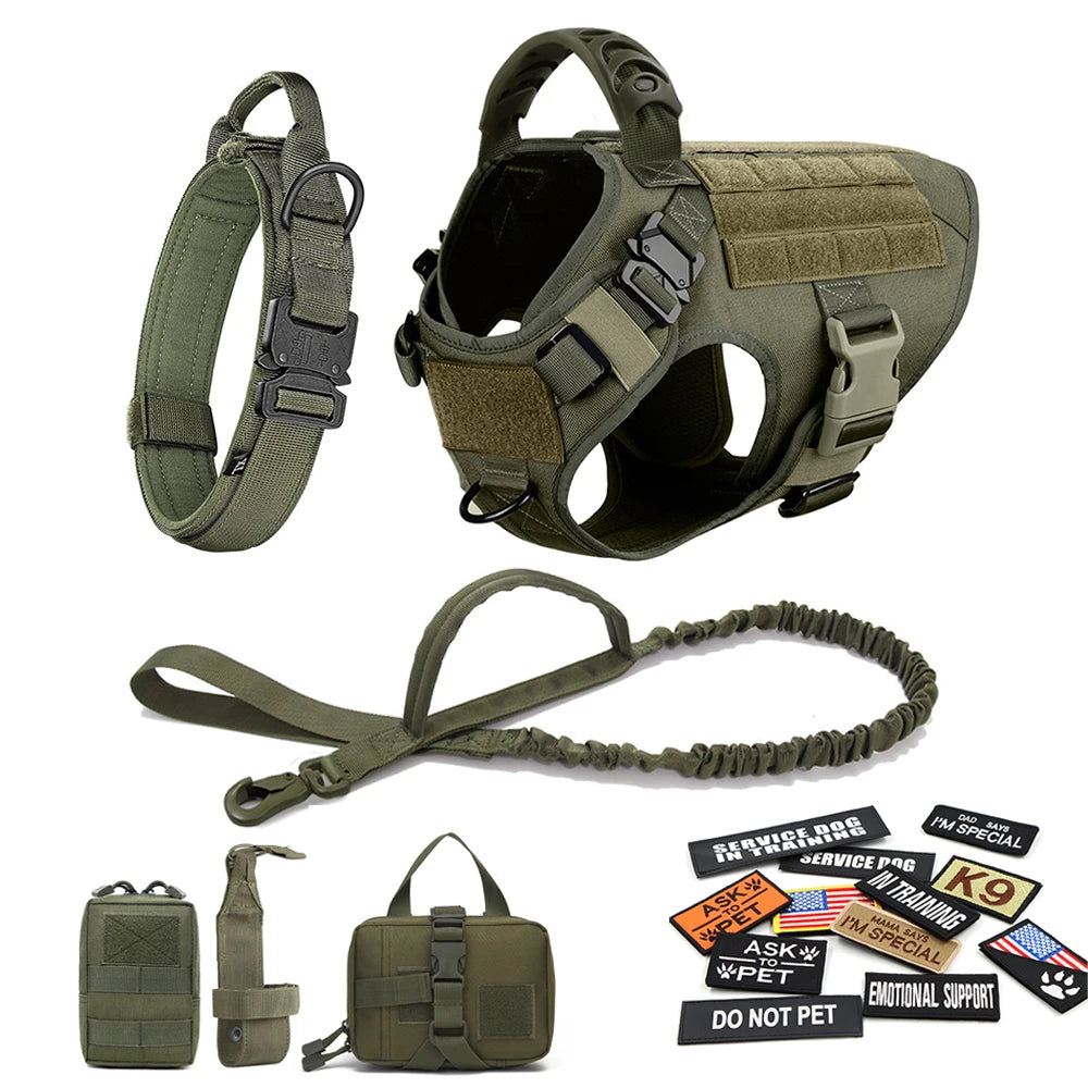 Military Large Dog Harness Collar Leash Bags