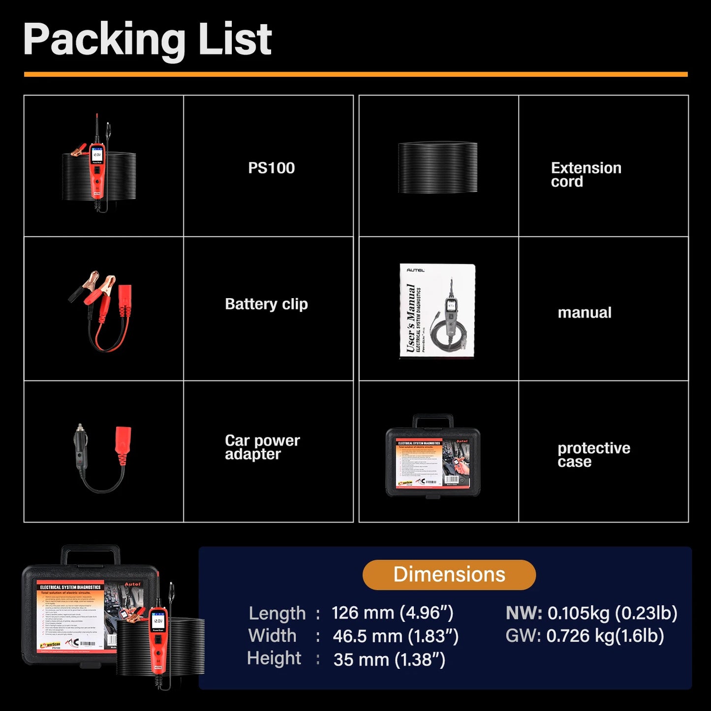 Autel PowerScan PS100 AVOmeter OBD2 Scanner