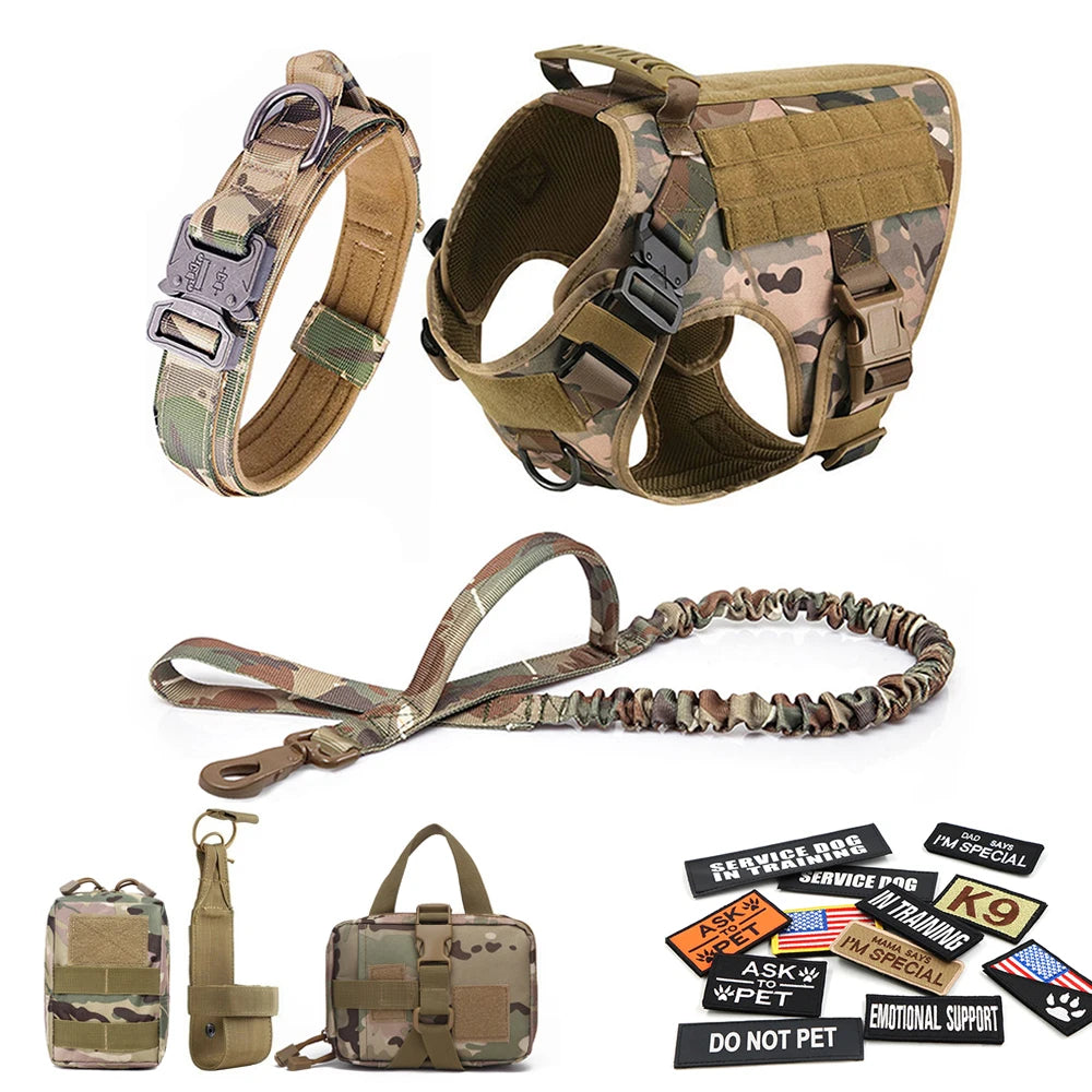 Military Large Dog Harness Collar Leash Bags