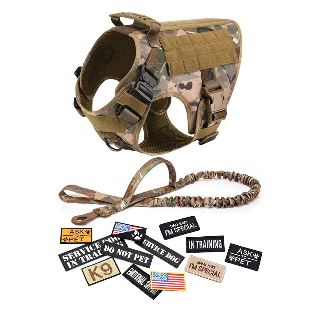 Military Large Dog Harness Collar Leash Bags