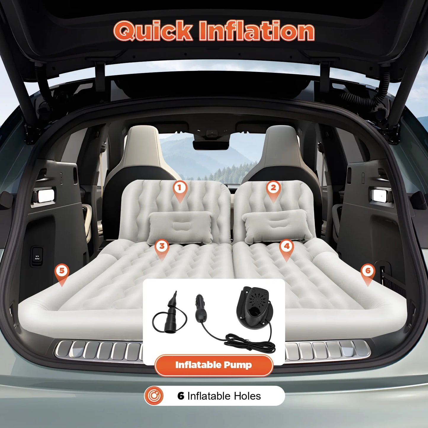 Car  Air Mattress Self-Inflating with Air Pump and Cushion
