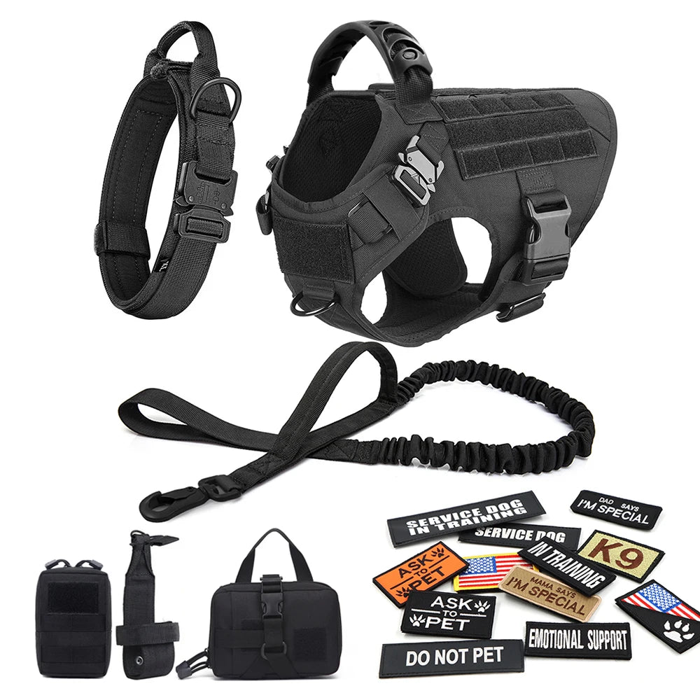 Military Large Dog Harness Collar Leash Bags