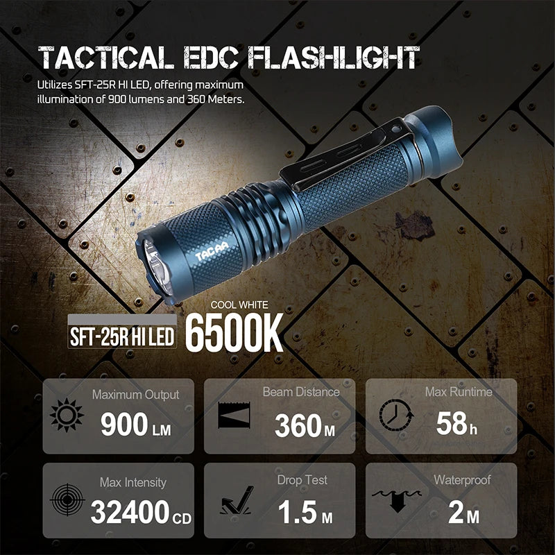 ACEBEAM TAC  AA flashlight max 900 lumens