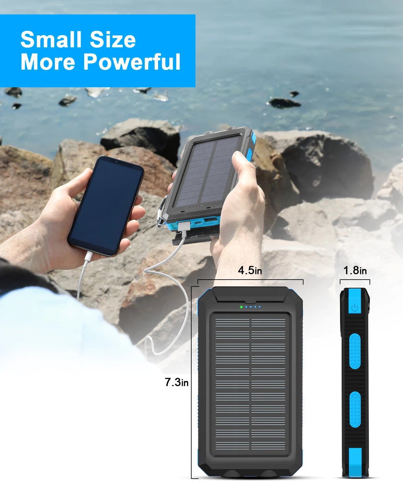 Waterproof Outdoor Solar Power Bank Dual USB Phone Charger